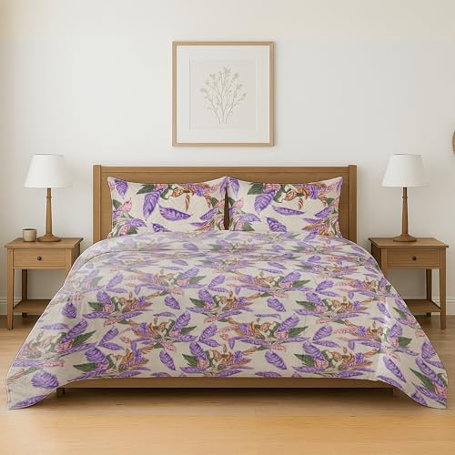 BESCH Colcha Boutis para Primavera y Verano con Diseño Selva Lila Cama 90 - Cubrecama Ligera Fina Entretiempo Extra Suave y Transpirable, Oeko-Tex Standard 100