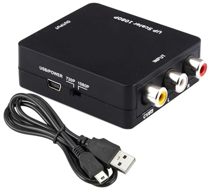 Monitor Conversion Cable HD 1080P RCA AV to HDMI Converter Video Audio Adapter for VCR DVD to TV with USB Cable Mini AV to HDMI RCA Composite CVBS Display Conversion Line(AV to HDMI)