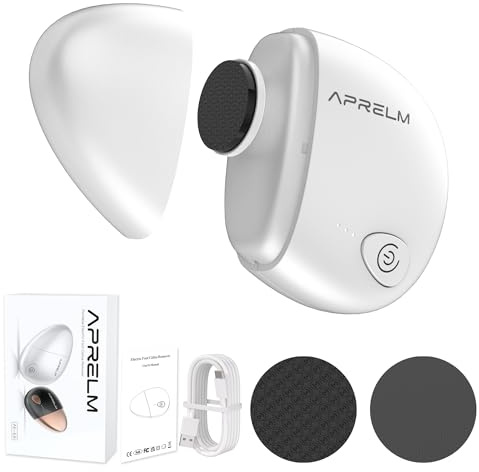 AprElm Portable Electric Hand & Foot Callus Remover with 2 Glass Grinding Heads, Rechargeable 800RPM Mini Electric Hand & Foot File for Travel Outdoors Climbers Gym Athletes (E9 Pearl White)
