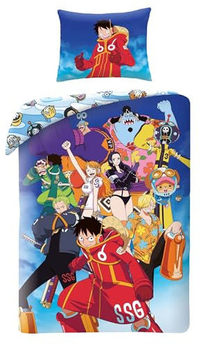 One Piece Egghead Single Duvet Cover 140x200 + Pillowcase Luffy Crew Gift | Reversible single bedding | The crew lands on the mystery island | Soft microfibre Oeko-Tex quick dry
