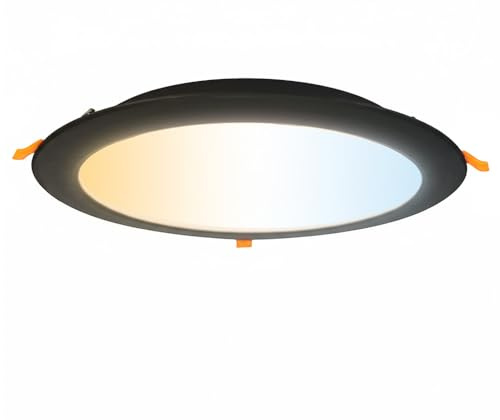 LED Einbauleuchte 230V 3CCT 30W 3000K/4000K/6500K 3000lm- Ø250mm Ultra Flach Einbaustrahler LED Downlight Rund, Nicht Dimmbar, Deckenleuchte Schwarz für Küche, Wohnzimmer, Flur - Horoz Electric