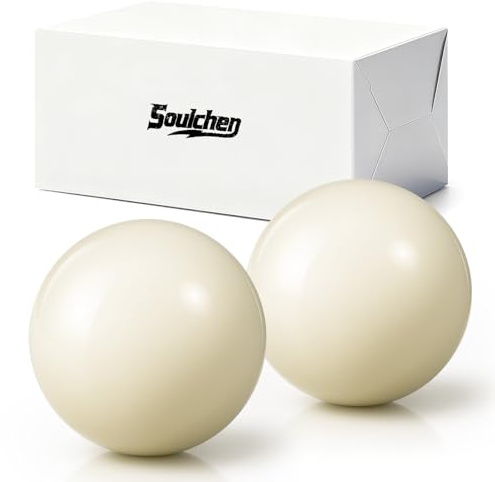 Soulchen 2 Pcs Billiards Cue Ball Snooker Pool Cue Ball 2-1/16 Professional Training for Billiard Pool Table(Pure White)