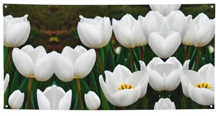 Vielseitiges Party-Banner mit weißen Tulpen und Blumen, beste Banner für Veranstaltungen, Geburtstagsparty-Dekorationen