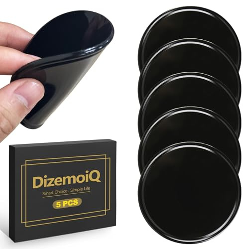 DizemoiQ 5 Stück Nano Gel Antirutschpads (8CM) Waschbar Wiederverwendbar Auto Armaturenbrett Matte rutschfest für Handy Schlüssel & Kleinigkeiten Schwarz