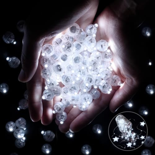Morofme Lot de 100 mini lumières LED blanches pour ballons - Avec batterie - Pour lanterne en papier, bouteilles en verre, anniversaire, Saint-Valentin, Pâques
