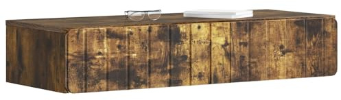 vidaXL Wandmontierter Beistelltisch Geräucherte Eiche Holzwerkstoff, Wohnzimmer, Wandtisch, rechteckig, viel Stauraum, modernes Möbelstück, stilvolle Ordnung