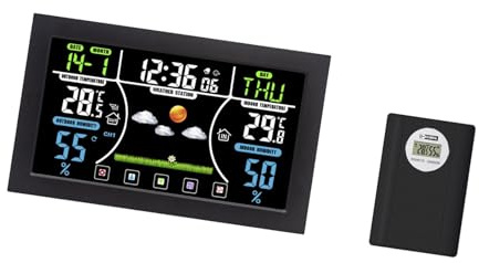 Tsophreniq Horloge numérique avec moniteur de température et d'humidité pour chambre à coucher, cave à vin, jardin, garage, bureau, sous-sol, hygromètre intérieur et extérieur