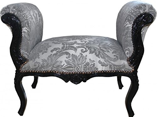 Casa Padrino Barock Schemel Hocker Grau Muster/Schwarz - Sitzbank - Limited Edition
