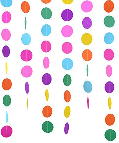 Outus 2 Packung 4 Meter Runde Papier Girlande Kreis Punkte Hängend Dekorationen für Geburtstag Hochzeit Party