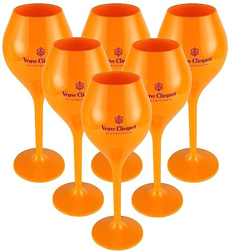 Veuve Clicquot 6 X Jaune Trendy flûtes à champagne en polycarbonate Acrylique Verres Lunettes de piscine