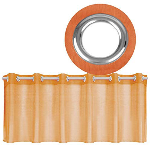 Ösen-Bistrogardine in B160cm x L60cm, transparente Uni Scheibengardine Voile in vielen erhältlich (Hellorange - möhre)
