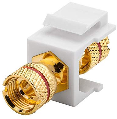 Goobay 79484 Keystone Modul Lautsprecher / Polklemme auf Gewinde-Buchse / Bananen-Buchse für Lautsprecherkabel / Snap-In-System / 16,2 mm / Rot
