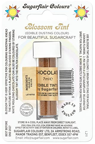 Sugarflair Blossom Tint Chocolate Food Colouring and Dusting Powder, Matt Finish, Brush On or Mix with Rejuvenator Spirit to Create a One of A Kind Cake - 7ml