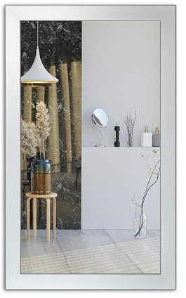 Spiegel MIT Rahmen 32 GRÖßEN 70/50, 50/70cm,12 Farben Rahmen, Handgefertigte, breiter Fester Rahmen, Stabiler Rückwand, Rahmenleiste: 60x20mm, Farbe: Aluminium