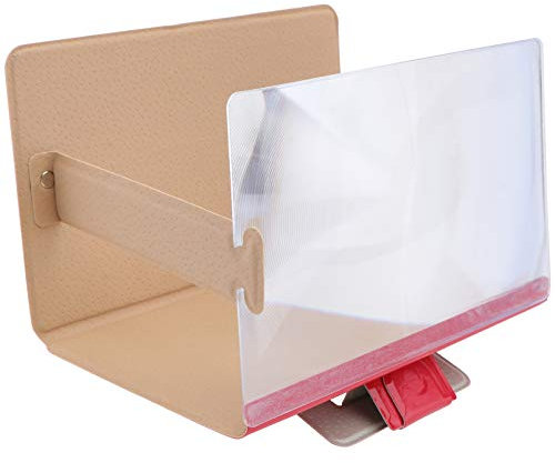 Magnifier universale per schermo del cellulare, amplificatore video 3D per film con supporto pieghevole per X/8/8 Plus/7/7Plus e tutti gli altri Smart Phone (Rosso)