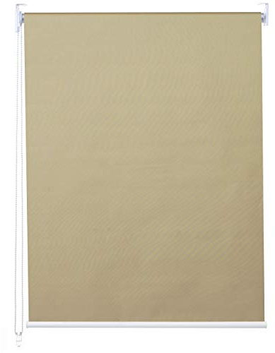 Rollo HWC-D52, Fensterrollo Seitenzugrollo Jalousie, 90x230cm Sonnenschutz Verdunkelung Blickdicht - beige