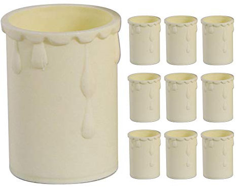 10 Pack - Cream Candle Drip Sleeve Tubes for Light Fittings | Diameter 33mm x Height 50mm | Thermoplastic | Molten Wax Vintage Effect | Fits Most Lampholders