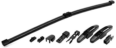 28cm E-CLIP Heckwischer mit 8 UNIVERSAL ADAPTER Heck Scheibenwischer Heckwischblatt Heckscheibenwischer Wischblatt - Hallenwerk - (28cm - Tab N1)