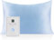 Kissenbezug aus Naturseide, hypoallergen, 22 Momme, 100% Seide, 600 Fäden, mit verdecktem Reißverschluss (Light Blue, 40x80cm)