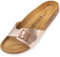 Palado Damen Pantoletten Malta - extra bequeme Sandalen - modische Hausschuhe mit Natur Kork - Made in EU - Sandaletten mit Sohle aus feinstem natur Leder Rose(Metallic) 41 EU
