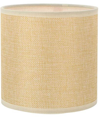 Lurrose Lampenschirm, Leinen, trommelförmig, für Tisch- und Bodenleuchte, zylinderförmig, Spinnenkonstruktion, Lampenschirm, cremefarben, 14 cm