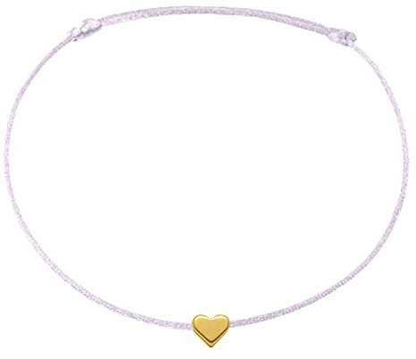 Selfmade Jewelry Fußkettchen Damen Herz Größenverstellbare Fußkette Fußschmuck Handmade in Germany Inkl. Geschenk-Verpackung (Gold - Flieder)
