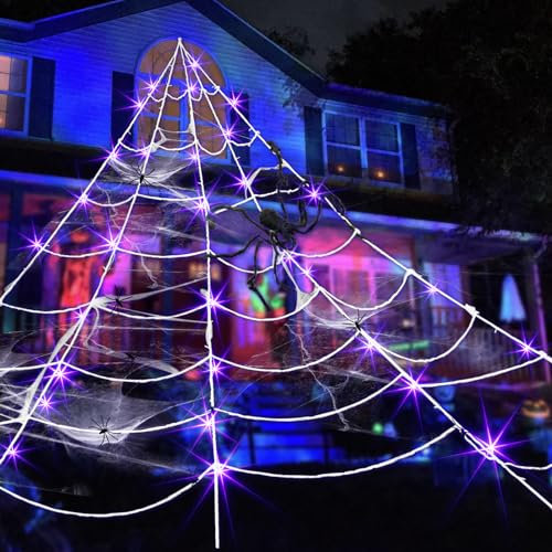 Eambrite Halloween Decorations Giant White Spider Web Fake Spiderweb Props for Indoor and Outdoor Halloween Decor Party Decoration (5m/16FT)