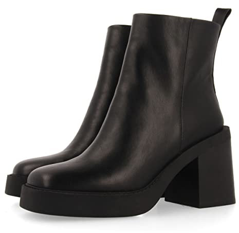GIOSEPPO Botín Negro de Punta Cuadrada con Plataforma Gruesa y tacón Ancho para Mujer altrier