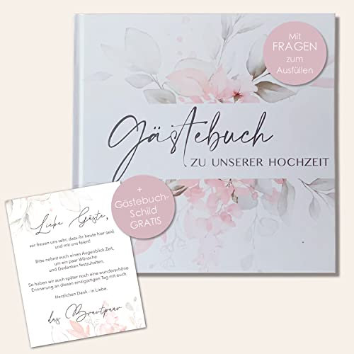 Kunterbuntspecht Gästebuch Hochzeit Fotobuch Hochzeitsbuch mit Fragen Gäste Boho für Hochzeiten Geschenk blanko Naturpapier Fadenheftung