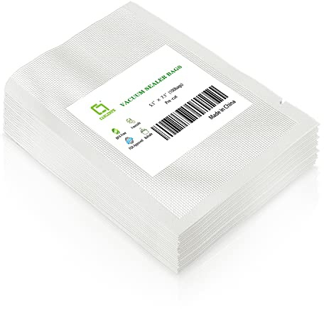 CANLENPK 5.1x7.1 Inch/13x18cm Vacuum Food Seal Bags,Small Food Vacuum Storage Sealer Bag,Seal Meal Snack Fruit Nut Tea Cookie Bean,Boil Steam Heat Freezer Sous Vide Grocery Sealable Food Bag (100PCS)