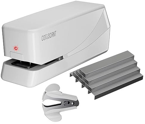Coruscant Electric Stapler, Automatic Stapler, Heavy Duty，25 Sheet, Store 210 Staples，Includes 2000 Staples and 1 Staple Remover. Electric Desktop AC or Battery Powered for Home/Office Use