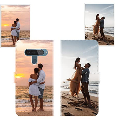 Sunrive Personalisierte hülle kompatibel mit LG G8s ThinQ Handyhülle Benutzerdefiniert,Schutzhülle Lederhülle handykette universal Etui mit Eigenem Foto Bild Text Individuelle