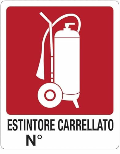 Estintore carrellato Numero - CARTELLO SEGNALETICO in Adesivo Resistente, Pannello in Forex o Pannello In Alluminio (PANNELLO IN ALLUMINIO 20X31 CM)