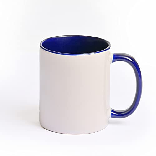 KARLAkreativ Tazas para manualidades para pintar y diseñar, también adecuadas para sublimación, individualmente o como juego de fiesta, incluye lápices de porcelana original Krul (1 taza azul oscuro +