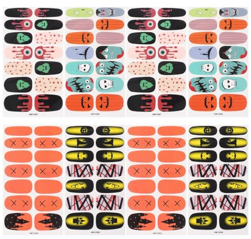 FRCOLOR Halloween Nail Wraps Full Manicure Stickers Self-Adhesive Nail Art Decals Easy Apply Remove for Party and Festive Decoration