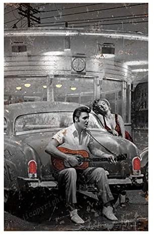 Wall Art Picture Canvas Print Legendary Crossroads Marilyn Monroe Elvis Presley Vintage Poster Wall Decor Artwork for Bar Cafe Bedroom Home Wall Picture Unframed,70x100cm