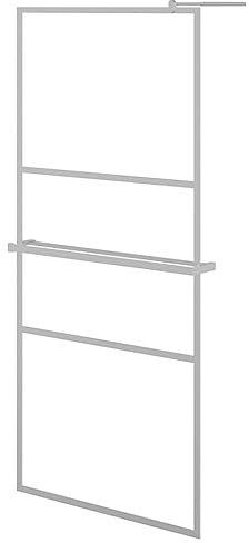 vidaXL Mampara Ducha con Estante Vidrio ESG Aluminio Cromado 80x195 cm, mampara, mampara de baño, Pared de Ducha, mampara de Ducha de baño