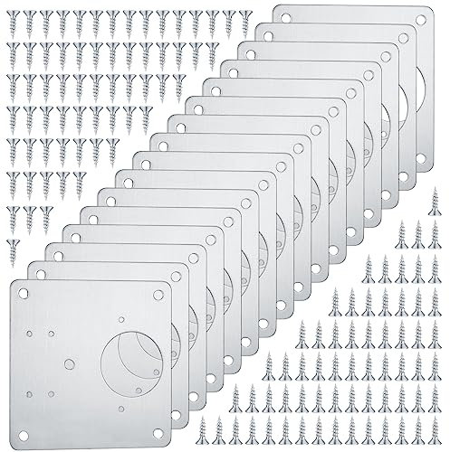 16 Pcs Stainless Steel Hinges Repair Plates, Kitchen Cupboards Cabinets Doors Hinges Flat Fixing Joining Mending Plates Braces Brackets, with 128 Pcs Screws