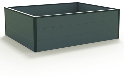 GFP HALFSIZE Aluminium Hochbeet - Platzsparendes & Stabiles Gartenbeet in Anthrazit - 119 x 99 x 39 cm - Ideales halbhohes Modell für Familien-Gartenspaß