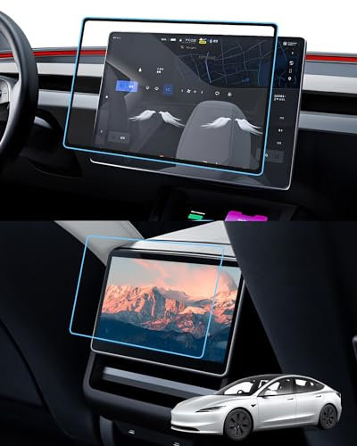 LFOTPP 2pcs Protecteur d'écran pour Tesla Model Y 2025 Juniper et Model 3 Highland 2024 2025, Écran 15.4 et Écran Arrière 8, Verre Trempé 9H Résistant Aux Rayures, Model 3/Y 2025 2026 Accessoires