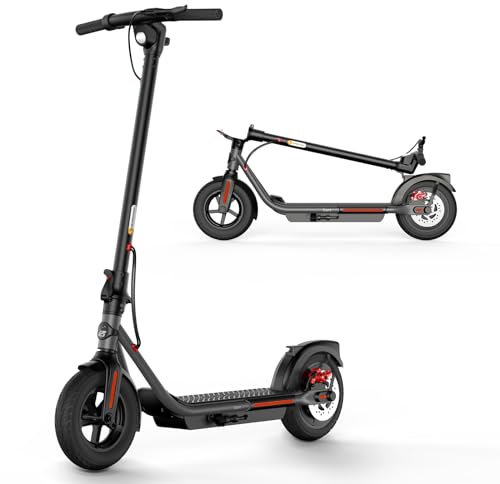 Tragbarer Faltbarer Elektro-Roller für Erwachsene, 20 Meilen Reichweite, 20 km/h Höchstgeschwindigkeit, Doppelbremssystem, 10'' Luft- und Vollgummireifen, Schwarz-HY-B16