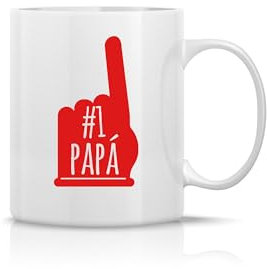 BEBEMOON - Taza personalizada desayuno - Idea regalo original - día del padre y de la madre - Cerámica 350 ml - 12 onzas (#1PAPA)