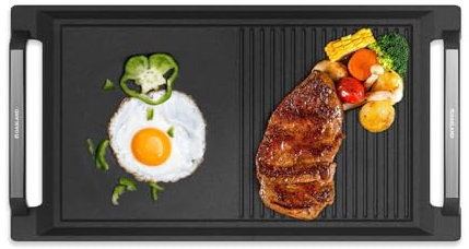 GASLAND IHGD-S23C Plancha para asar con asas laterales, Sartén para placas de inducción, Hierro fundido con revestimiento de teflón: Antiadherente y antioxidante, Accesorios, Bandeja para asar