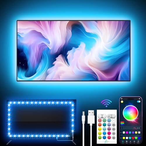 GIPOYENT TV-Lichtleiste, Music Sync LED TV-Hintergrundbeleuchtung, für 32-50 Zoll TV, LED-TV-Licht mit Bluetooth-Funktion - RGB-Farbwechsel-Lichtleiste für Heimkino (9.84FT for 32-45 TV)