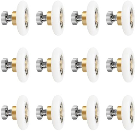 VEGCOO 12 Pezzi Rulli Per Porta Doccia, 20 mm Ruote Della Doccia Cuscinetti Box Doccia, Rotelline per Rulli Box Doccia Ricambi per Porte della Doccia Scorrevoli