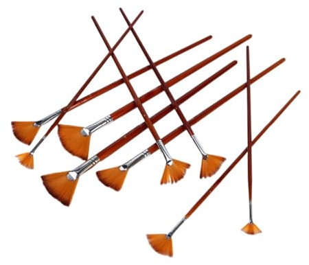 Lot de 9 pinceaux professionnels à pointe en éventail pour peinture acrylique, aquarelle, gouache, différentes tailles de têtes de pinceau