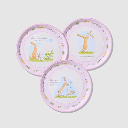 Coterie Guess How Much I Love You Pink Plates (Set of 10 Large Plates) – 9.25 Easter Bunny Party Plates with Peter Rabbit & Floral Design – Baby Shower, Birthday, Tea Party, Garden Party & More