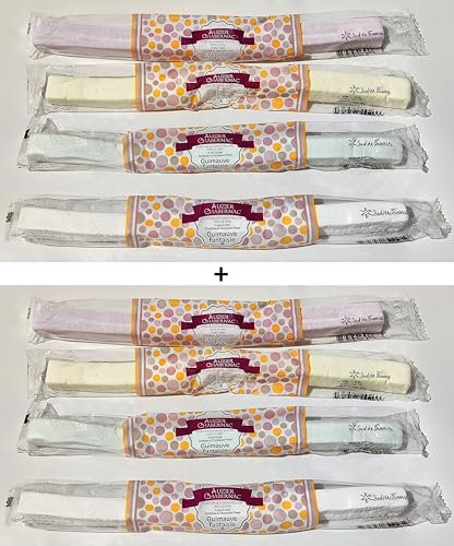 AUZIER CHABERNAC - Guimauve - Confiserie de Tradition - Lanières aux arômes naturels, style fête foraine : (Lanières Fantaisie pack 4 saveurs : Violette/Citron/Anis/Fleur d’oranger. 4x32g. Lot de 2.)