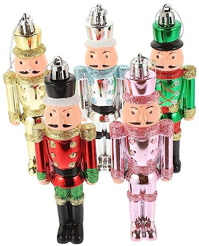 TOPBATHY 5pièces Décoration Casse-Noisette Plastique Figurines De Noël Suspendues Pendentif pour Sapin De Noël Décorations pour Maison Et Bureau