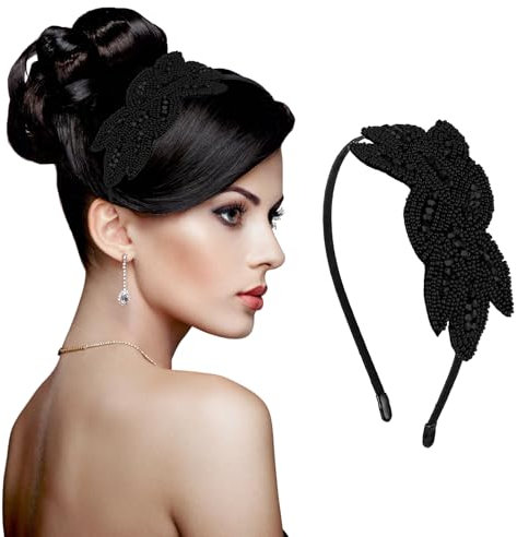 Sibba 1920er Jahre Stirnbänder für Frauen Accessoires Kristall Braut Hochzeit Schwarz Kopfschmuck 20er Strass Flapper Vintage Haar Valentinstag Accessoire Mädchen Kostüm Abschlussball Party Retro